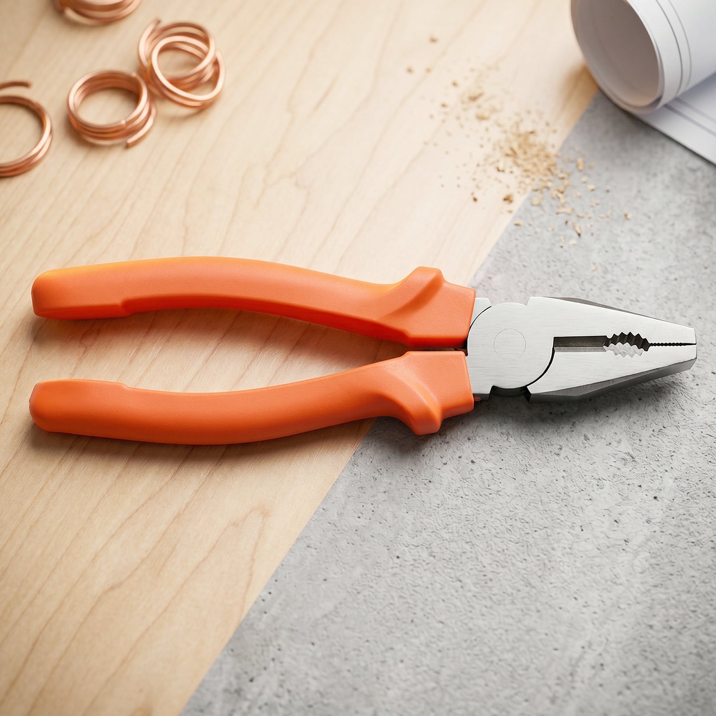 Wukusy heavy duty combination pliers with wire cutting and gripping jaws, designed for versatile metalworking tasks