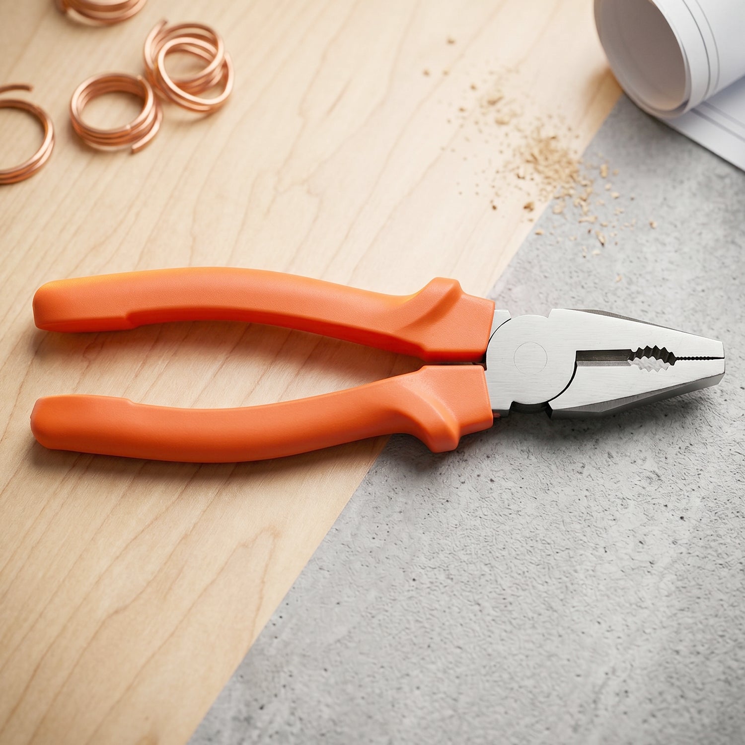 Wukusy heavy duty combination pliers with wire cutting and gripping jaws, designed for versatile metalworking tasks