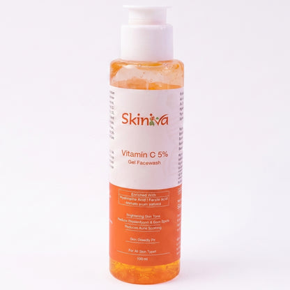 Wukusy Brightening Vitamin C Gel Face Wash in 100ml tube, gentle facial cleanser with vitamin C for radiant skin