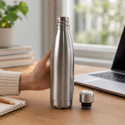 Wukusy stainless steel 500ml leak-proof water bottle with a sleek design, suitable for gym, school, and office use.