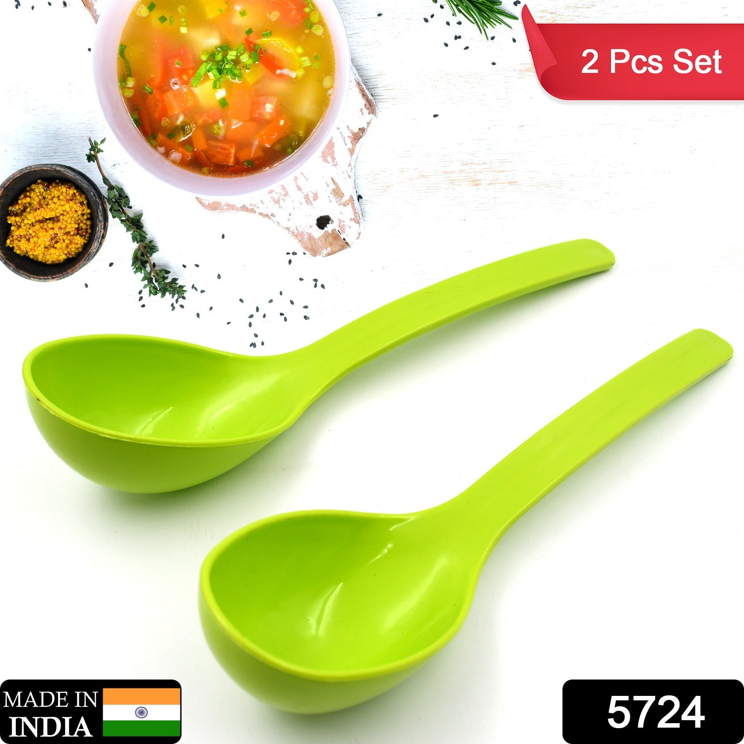 Wukusy 10-inch plastic serving spoons and ladles set, ideal for kitchen use, frying, serving curry, rice, and food portions.