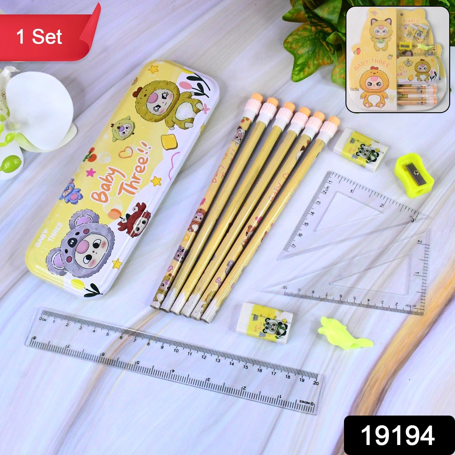 Wukusy complete stationery geometry box set containing rulers, compasses, protractors, and pencils for math and drawing tasks.