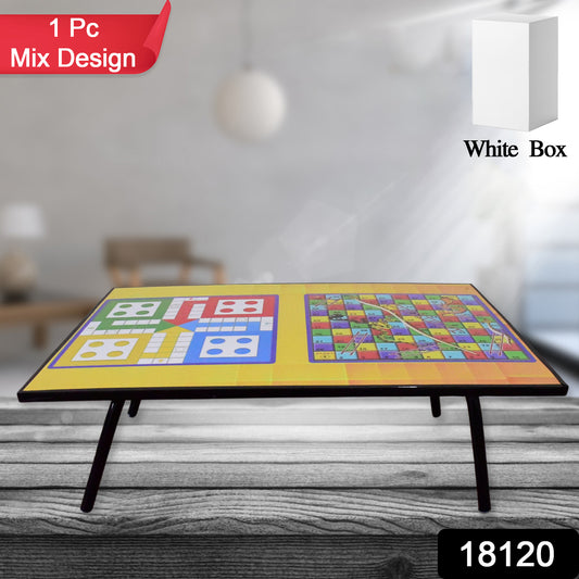 Wukusy foldable multipurpose office game and study table, 48x28 cm, with a mix design, ideal for bed or desk use.