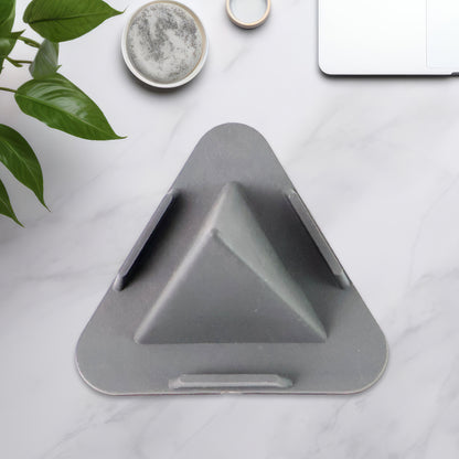 Wukusy Pyramid Grey mobile stand with three inclined angles, designed for hands-free viewing of mobile devices.