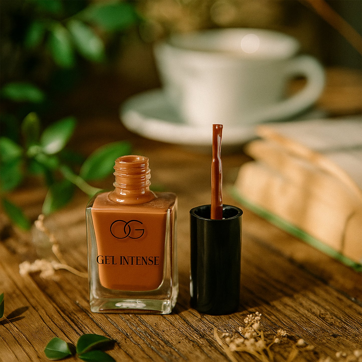 Wukusy Og Beauty Cocoa Bliss Gel Intense Nail Polish in 10ml bottle, vibrant dark brown color for healthy-looking nails.