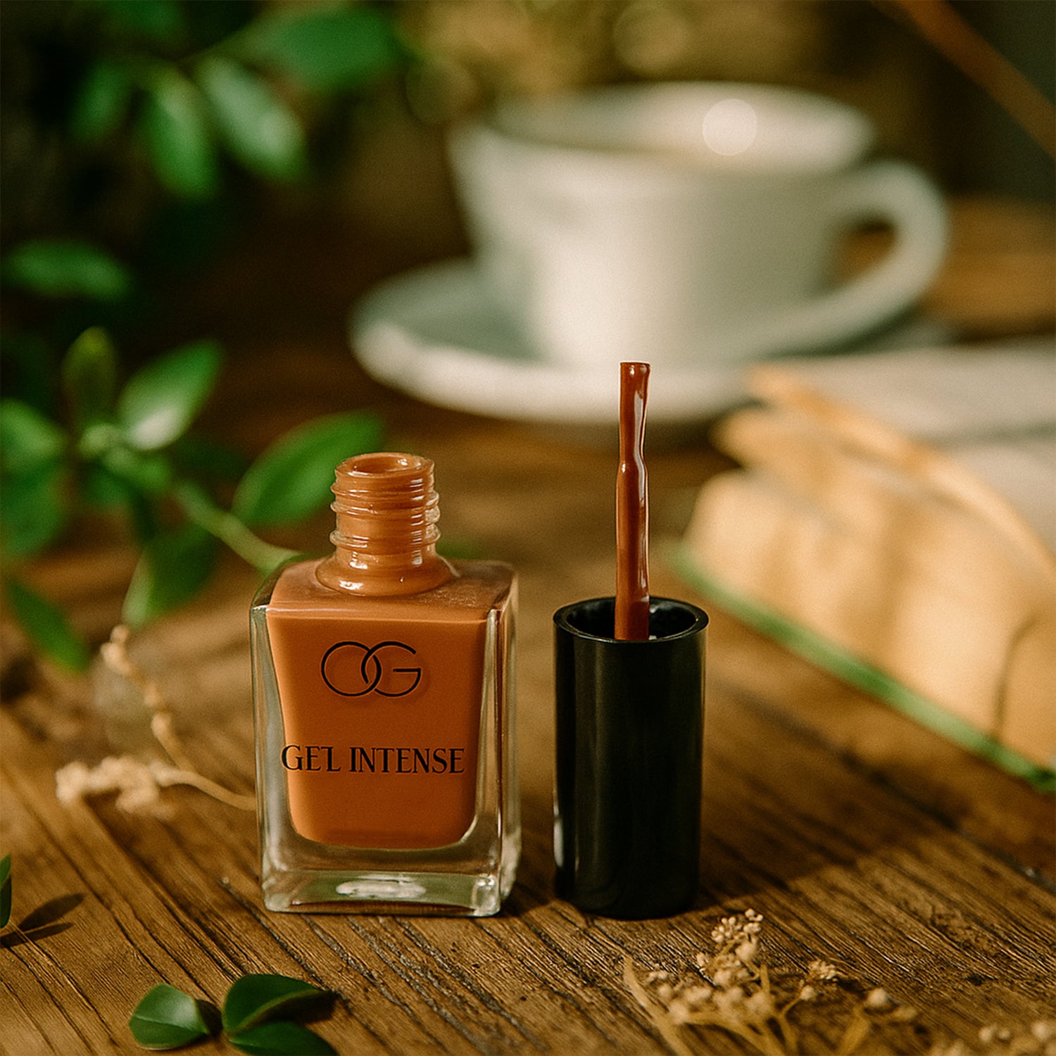 Wukusy Og Beauty Cocoa Bliss Gel Intense Nail Polish in 10ml bottle, vibrant dark brown color for healthy-looking nails.