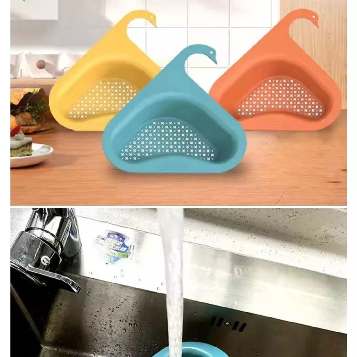 Wukusy Swan Drain Strainer for kitchen sink and wash basin, catches waste and debris, made of durable material for home use.