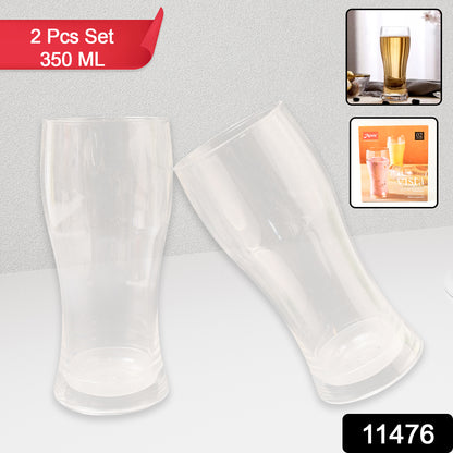 Wukusy Apex Vista unbreakable glass pitcher set, 350ml, 2-piece, clear glass with smooth handles, ideal for home and kitchen use.