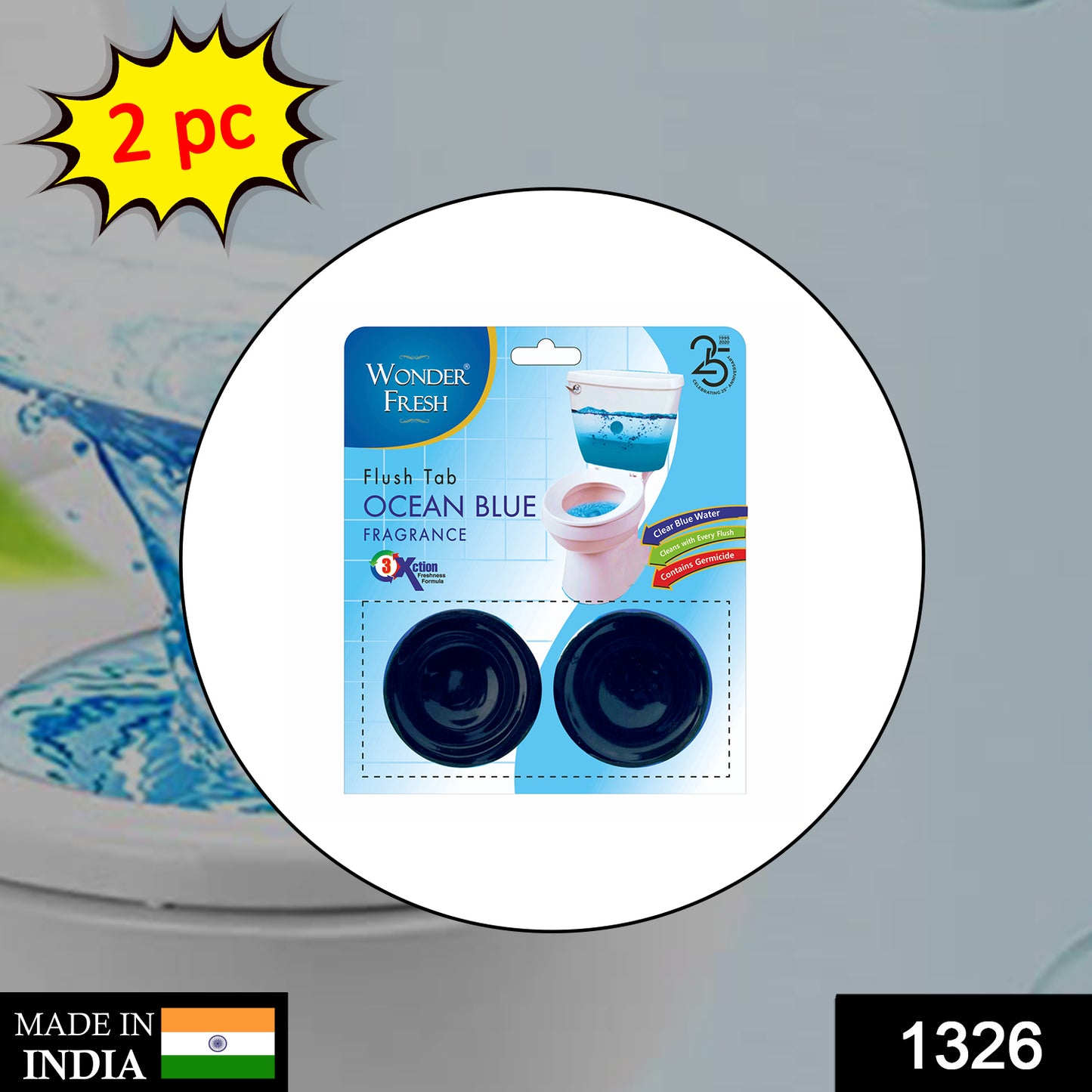 Wukusy Ocean Blue Toilet Cleaner Flush Tab 100g for effective bathroom cleaning and freshening.