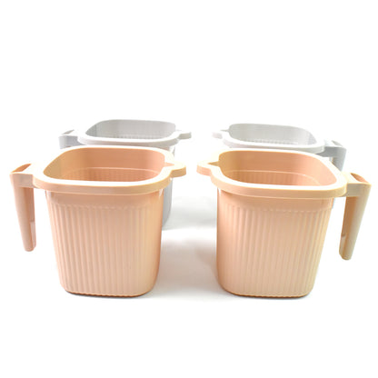 Set of four Wukusy plastic square bath water mugs in mixed colors, each 1000 ml capacity, suitable for home and kitchen use.