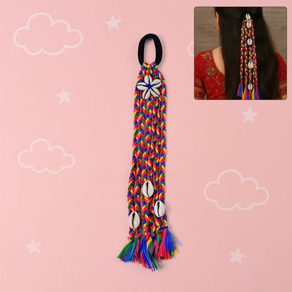 Multicolor braided hair accessory with a stylish bow by Wukusy, perfect for adding a colorful touch to hair styles.