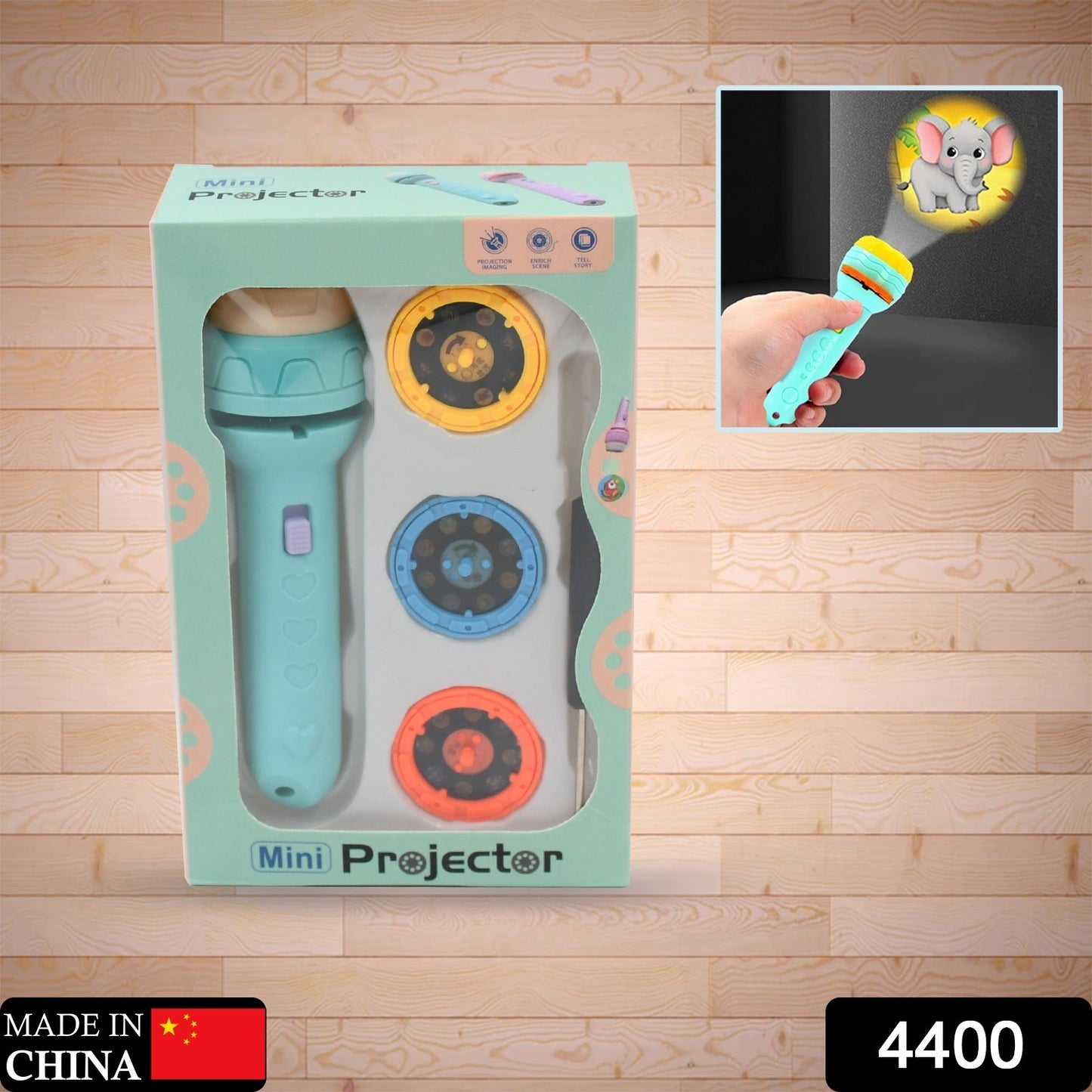 Wukusy mini slide projector for kids with colorful slide patterns and flashlight torch, ideal for educational and entertainment activities