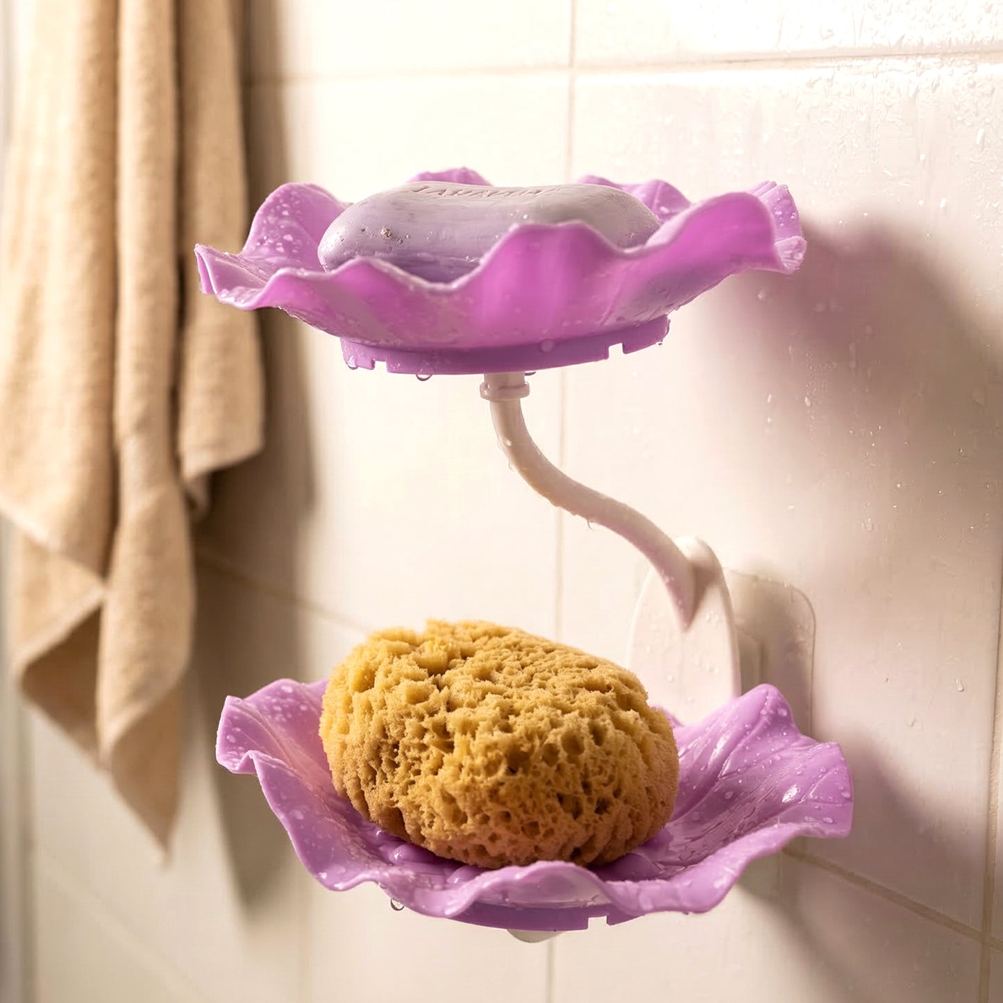 Wall mounted plastic soap dish holder with two layers, ideal for bathroom organization, from Wukusy.