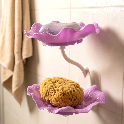 Wall mounted plastic soap dish holder with two layers, ideal for bathroom organization, from Wukusy.